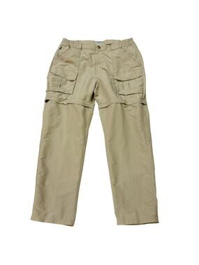 LL Bean Convertible Caro Pants Mens Large 34x30 Beige Brief Lined Lightweight